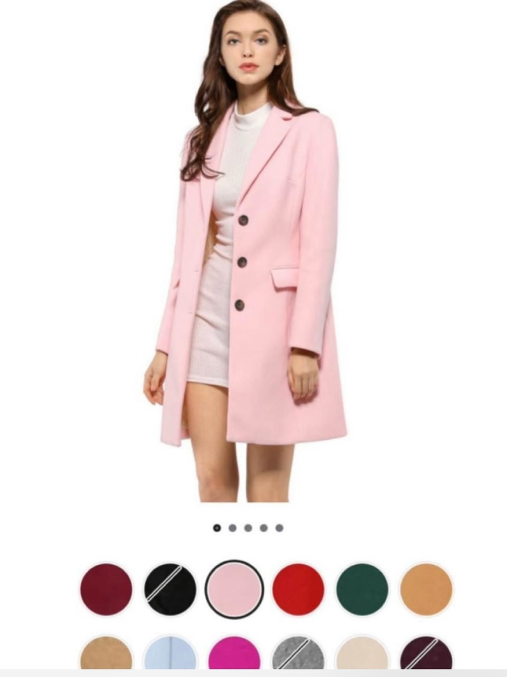 Classic Pink Tailored Wool-Blend Coat